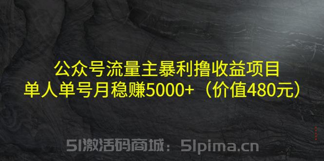 公眾號流量主暴利擼收益項(xiàng)目，單人單號月穩(wěn)賺5000+（價值480元）[高端精品]51激活碼商城