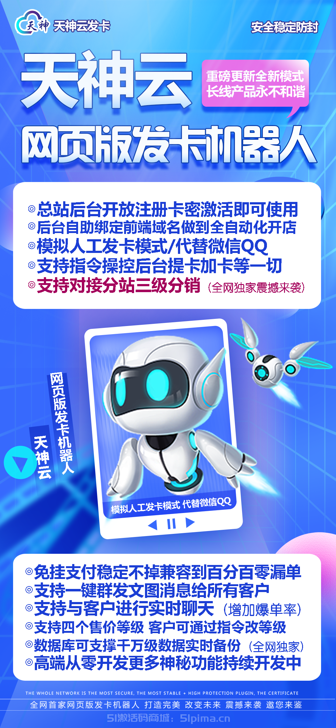 【天神云發(fā)卡官網(wǎng)】云端網(wǎng)頁自助發(fā)卡機(jī)器人