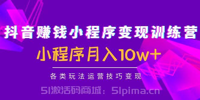 抖音賺錢小程序變現訓練營：小程序月入10w+各類玩法運營技巧變現[抖音運營]