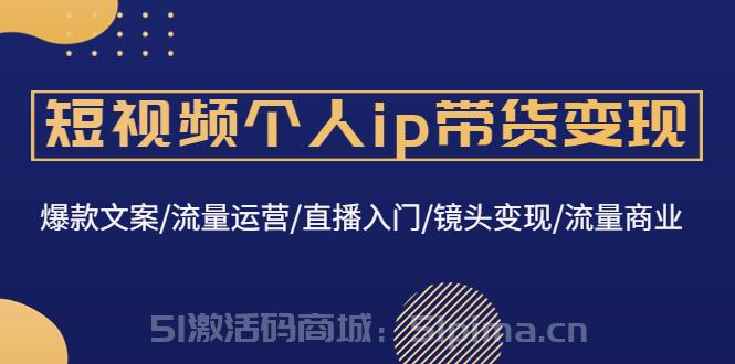 短視頻個人ip帶貨變現(xiàn)：爆款文案/流量運營/直播入門/鏡頭變現(xiàn)/流量商業(yè)【新媒體運營】